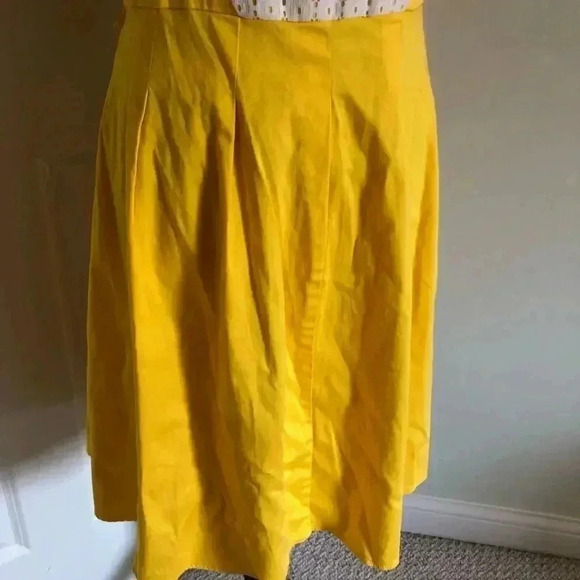 London Style Collection yellow and white mod fit and flair dress 12 - Picture 4 of 14